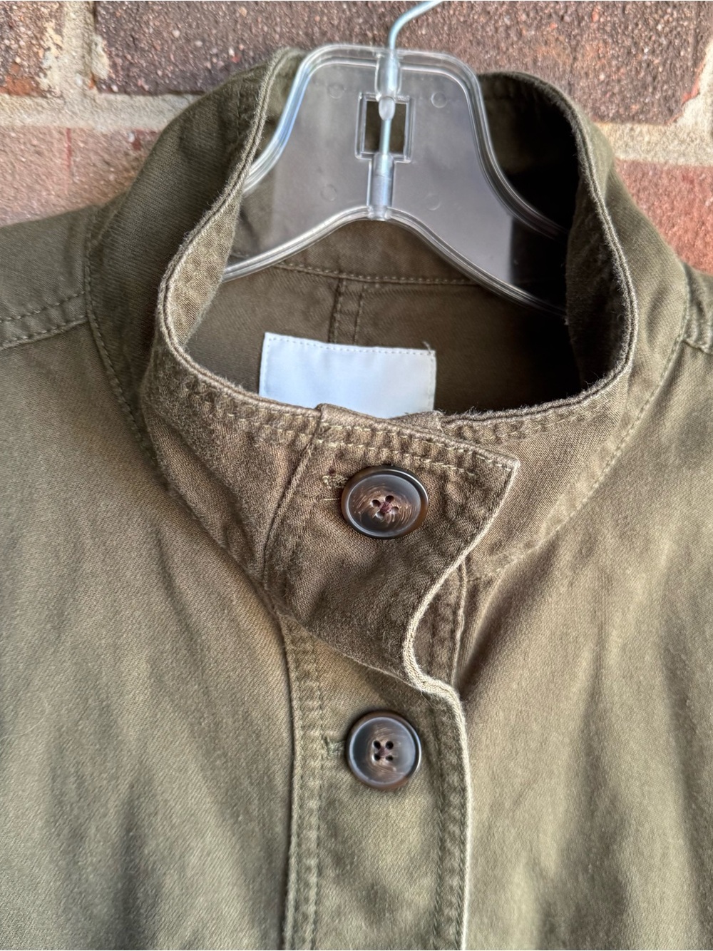 Olive Green Button-Front Utility Jacket - Picture 7 of 11